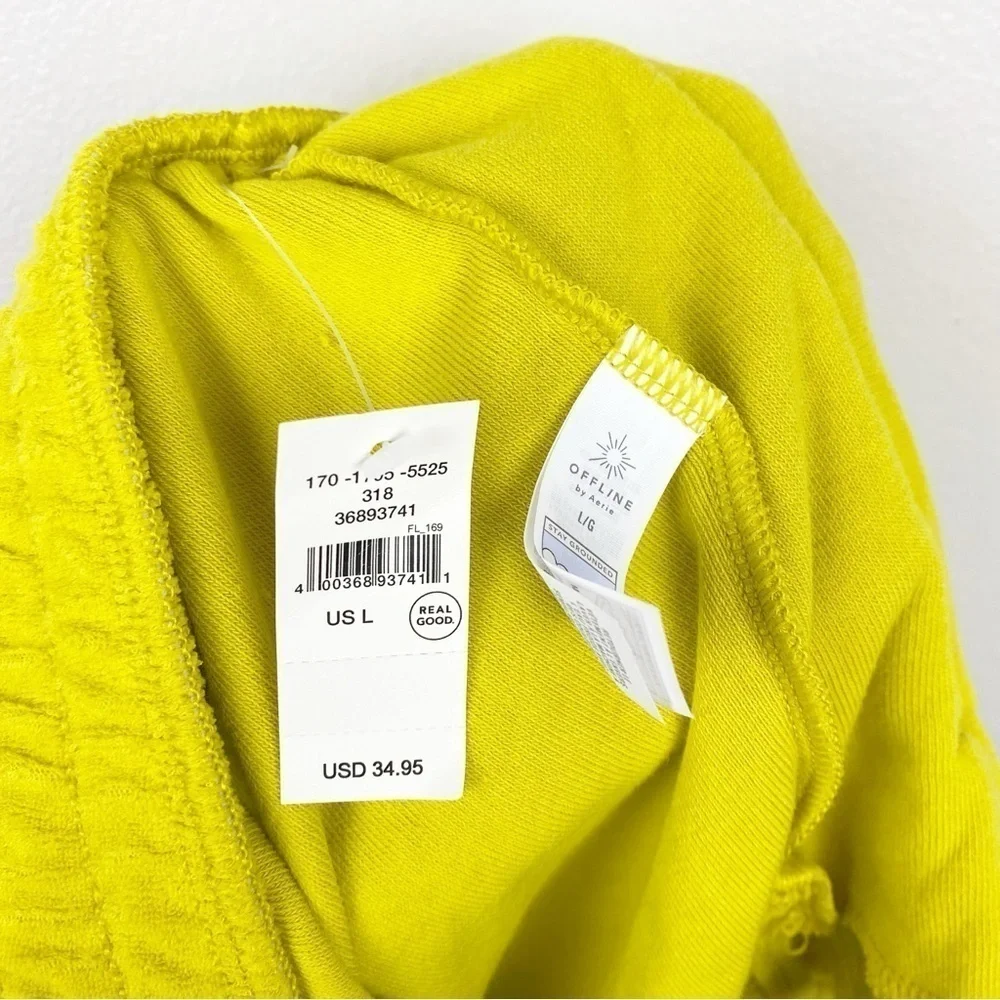 Aerie Offline Summer Lights Terry Shorts High Rise Yellow Size L NWT - Picture 6 of 6